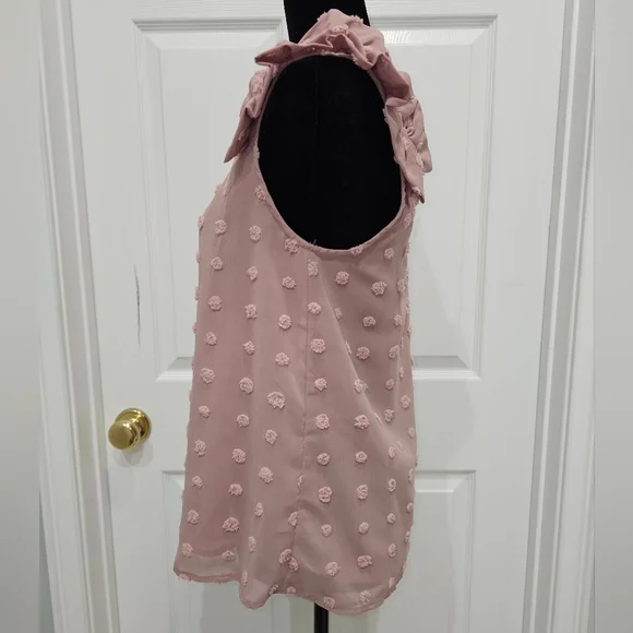 entro, Women's Size Small Elegant Pink Sleeveless Top with Ruffle Details, NWT - Picture 3 of 12